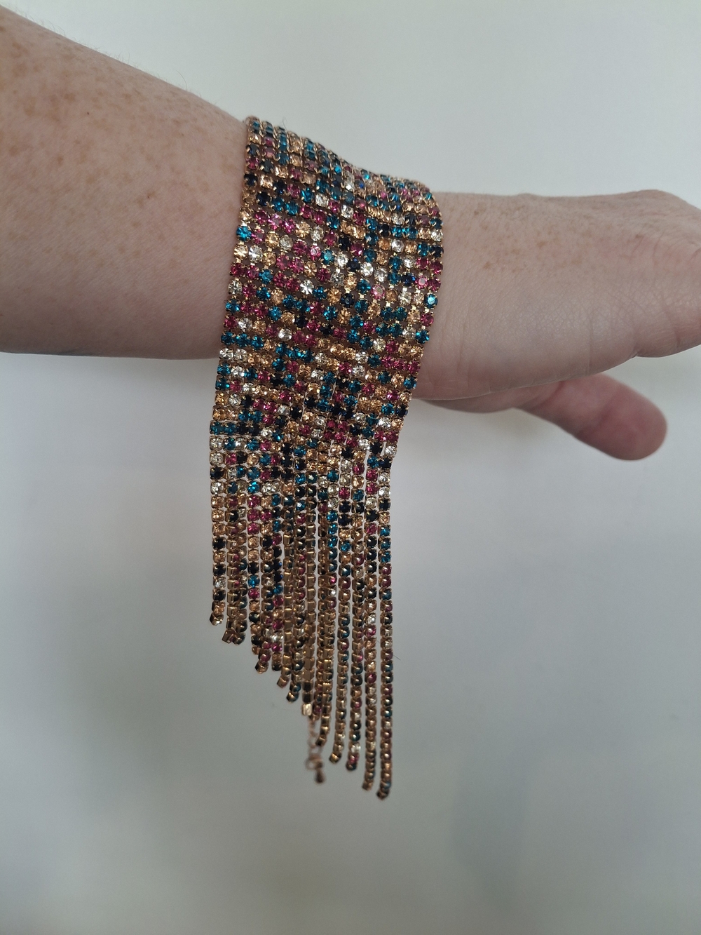 Multicolor Beaded Fringe Statement Bracelet - Unbranded